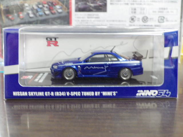 1/64 INNO 日産 スカイライン GT-R (R34) V-SPEC TUNED BY MINE'S ブルー 1/64 INNO 日産 スカイライン GT-R (R34) V-SPEC TUNED BY MINE'S ブルー